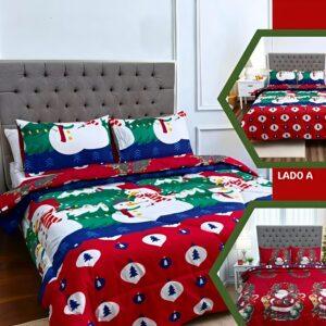 Cobertor doble face navideño - cama doble 140 x 190